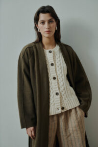 Dahlia cable knit cardigan, White sand