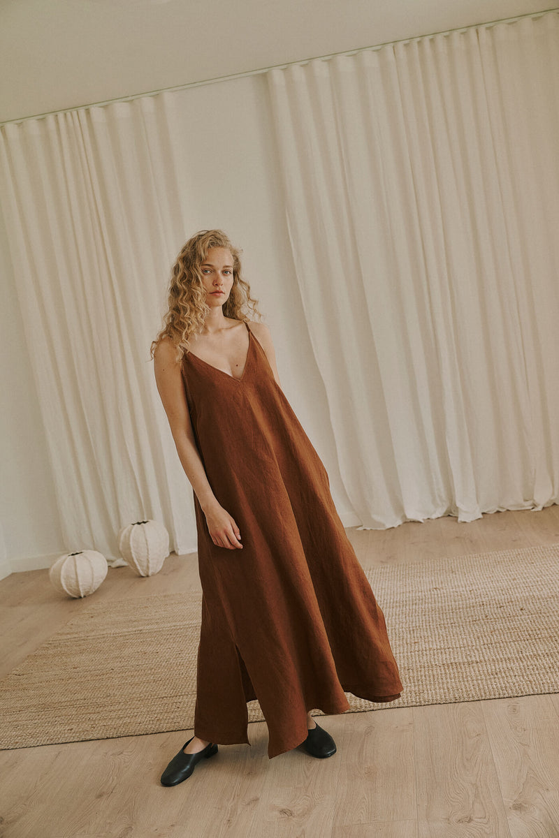 Jose SL Long Dress, Cambridge Brown