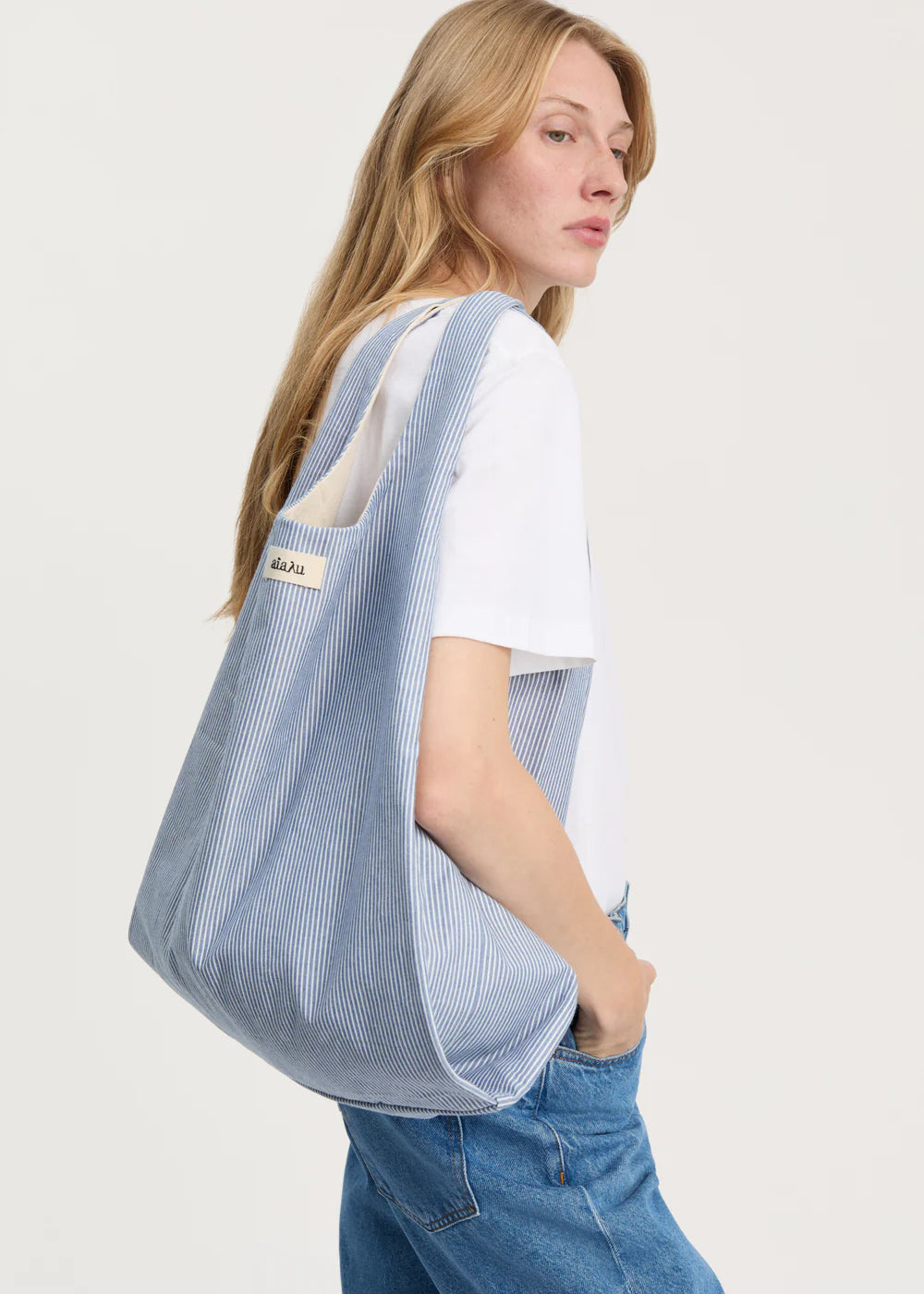 Bag striped medium, Mix Blue Boy