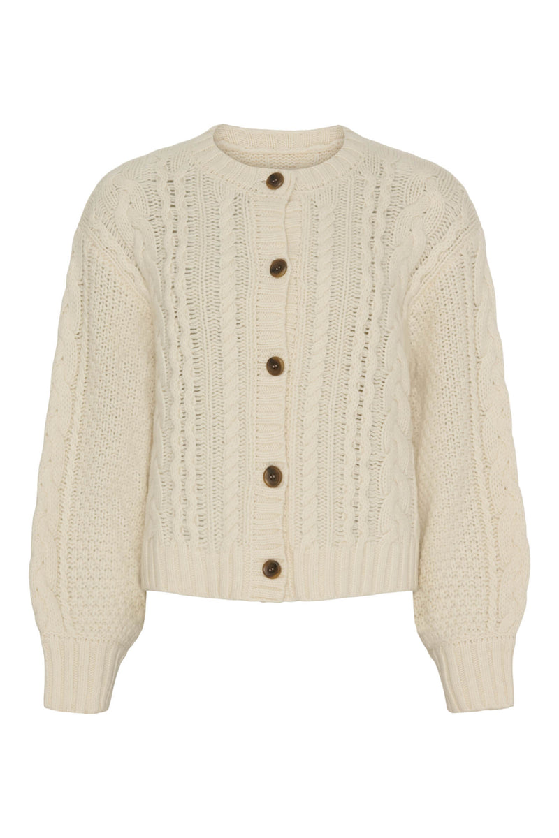 Dahlia cable knit cardigan, White sand