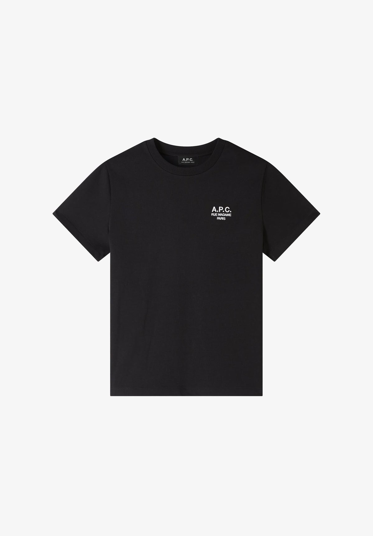 A.P.C. Standard Rue Madame T-shirt sort med hvidt broderi