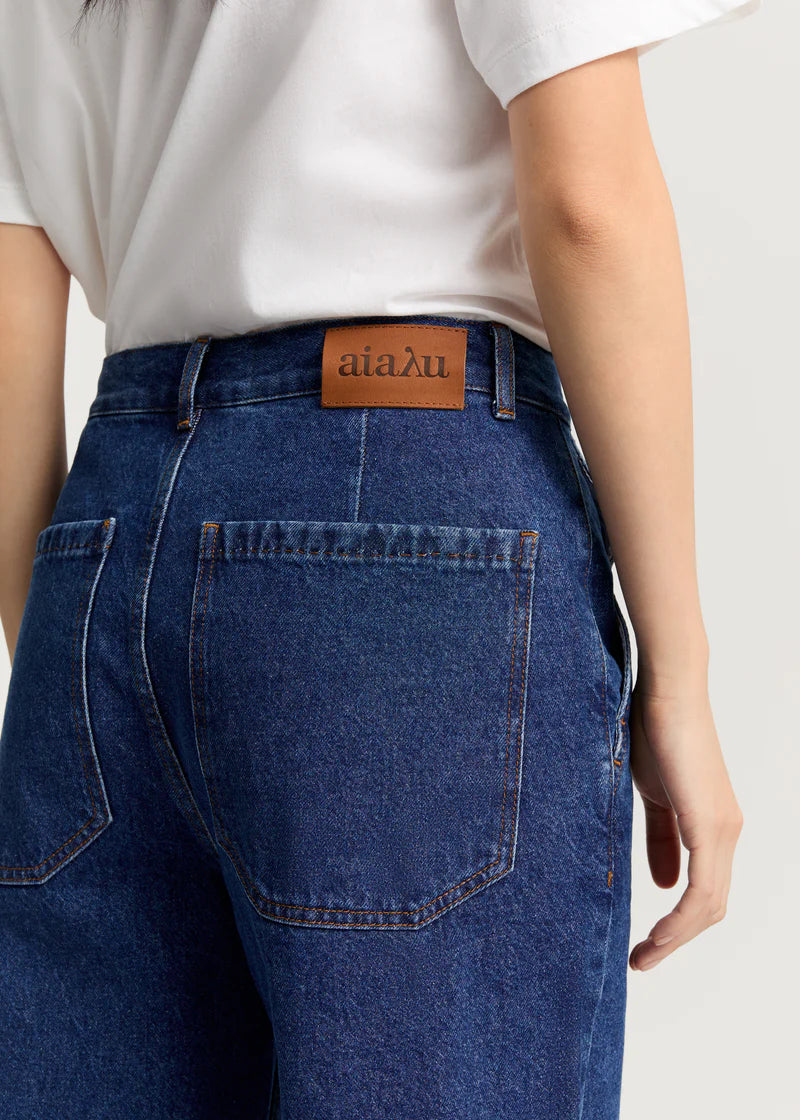 Carlo Midwaist Wide Jeans, Mid Blue