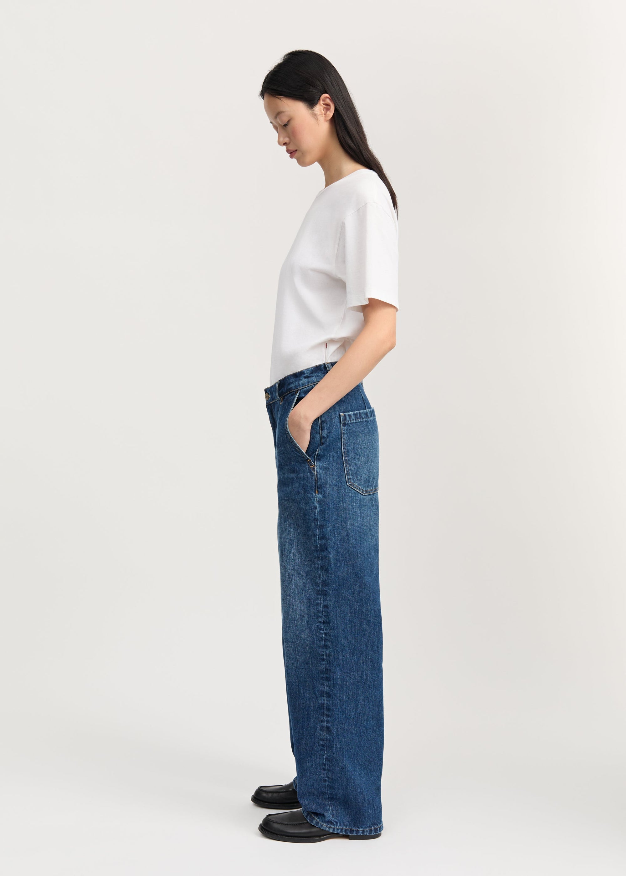 Carlo Midwaist Wide Jeans I 3086, Worn Blue