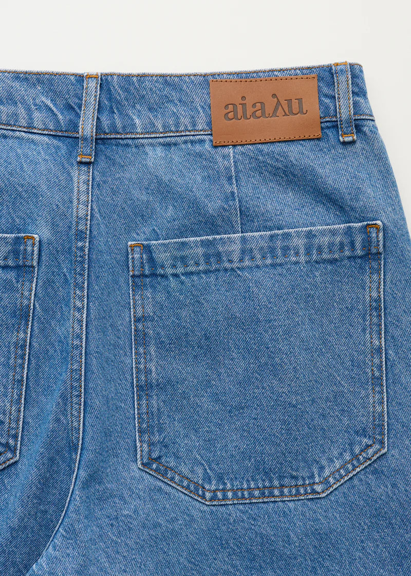 Carlo Midwaist Wide Jeans, Clear Blue