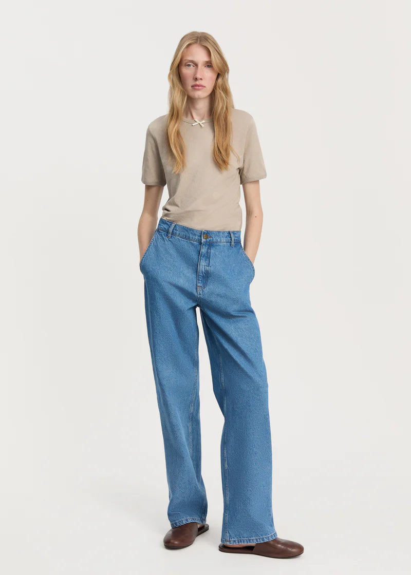 Carlo Midwaist Wide Jeans, Clear Blue