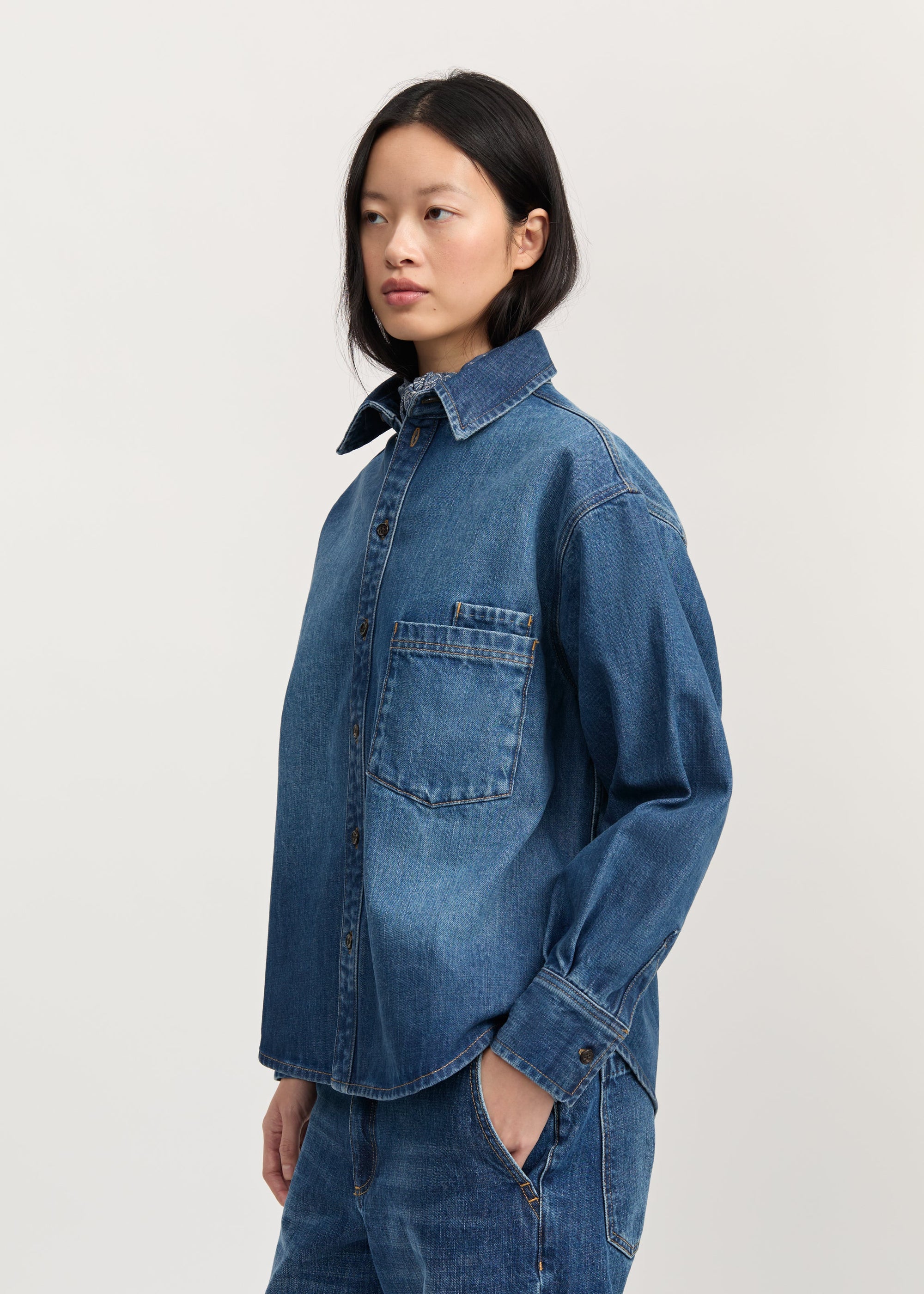 Casy Shirt Denim 3163, Worn Blue