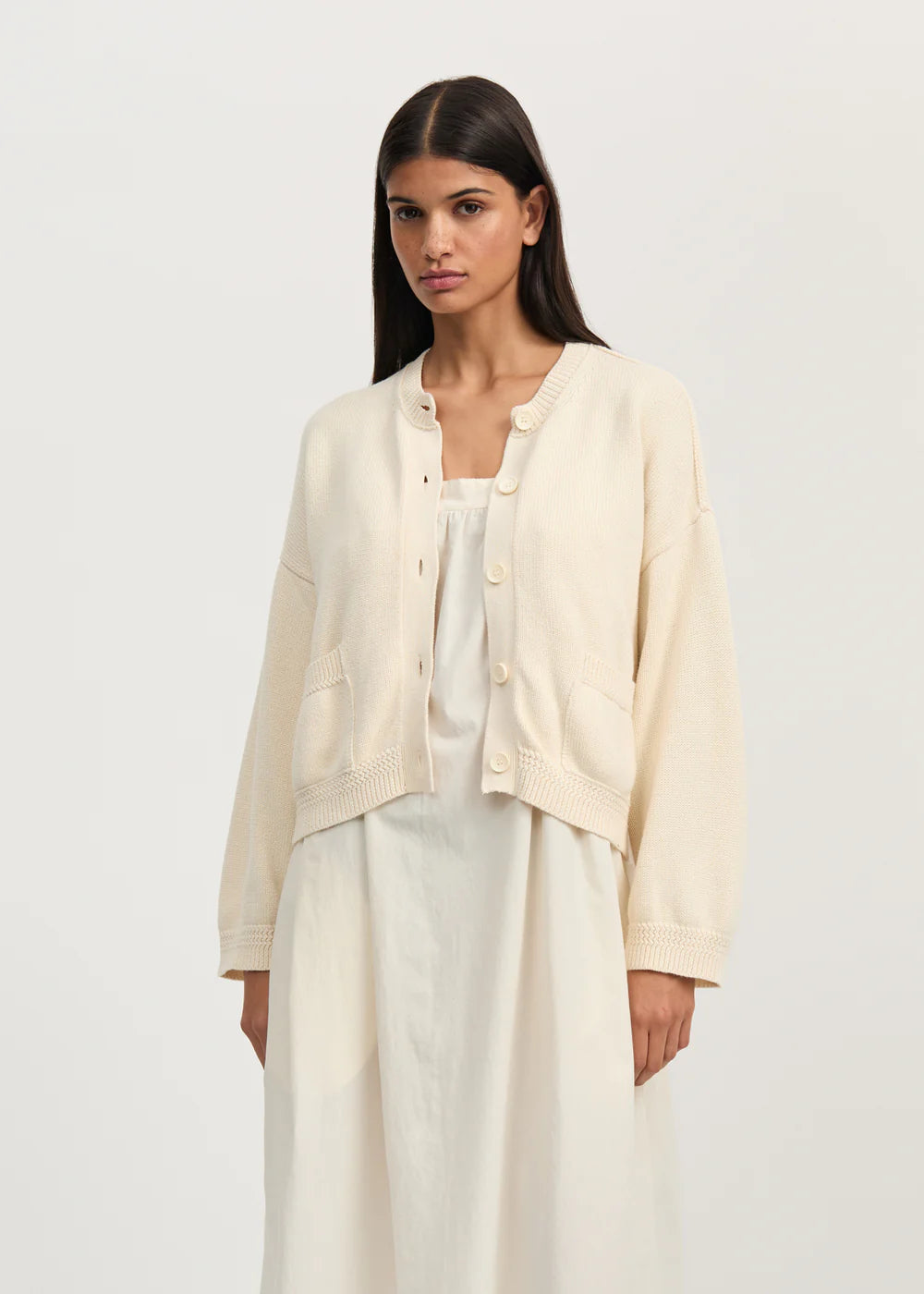 Cobe Cardigan Cotton, Pure Ecru