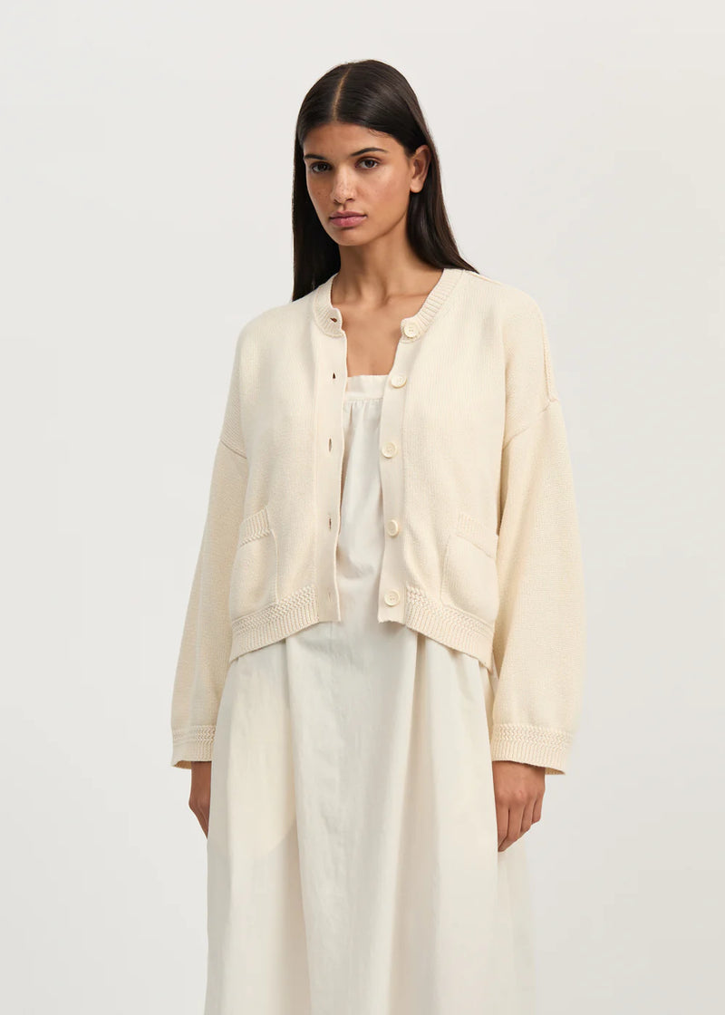 Cobe Cardigan Cotton, Pure Ecru