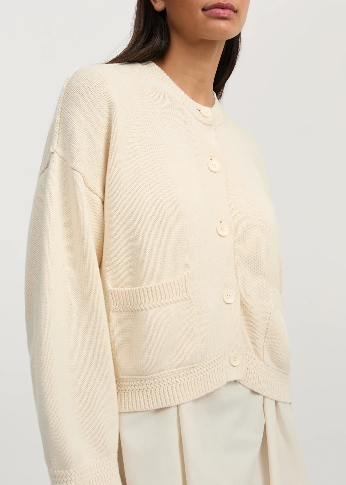 Cobe Cardigan Cotton, Pure Ecru
