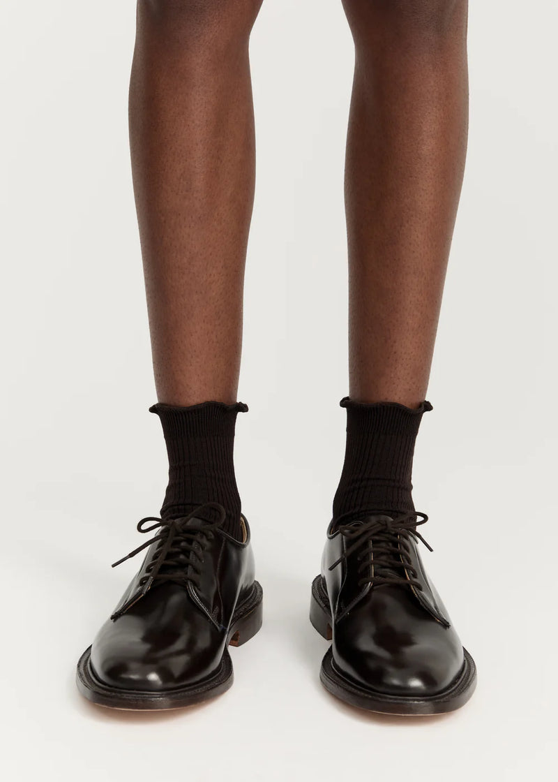 Cotton Frill Sock, Chocolate