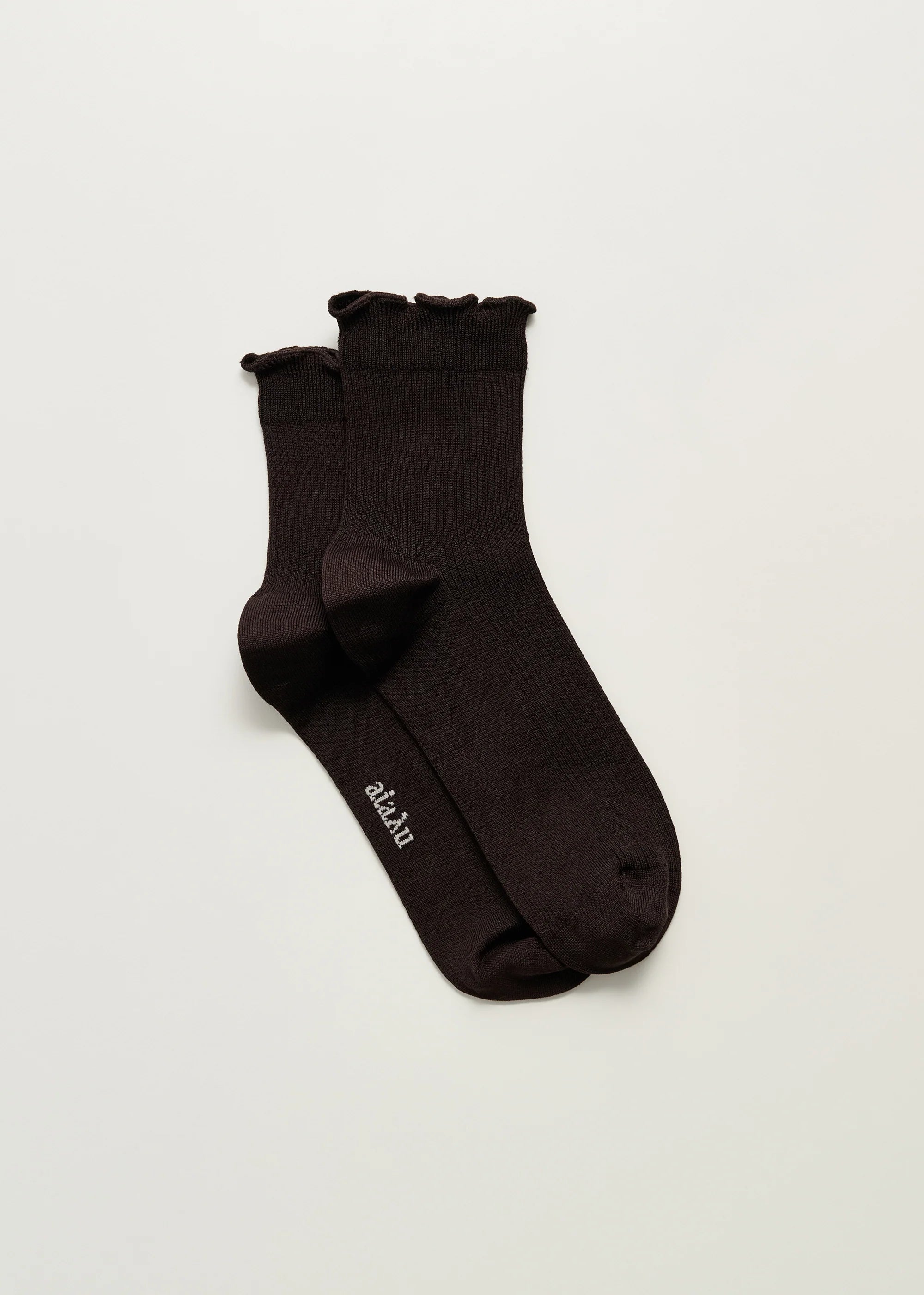 Cotton Frill Sock, Chocolate