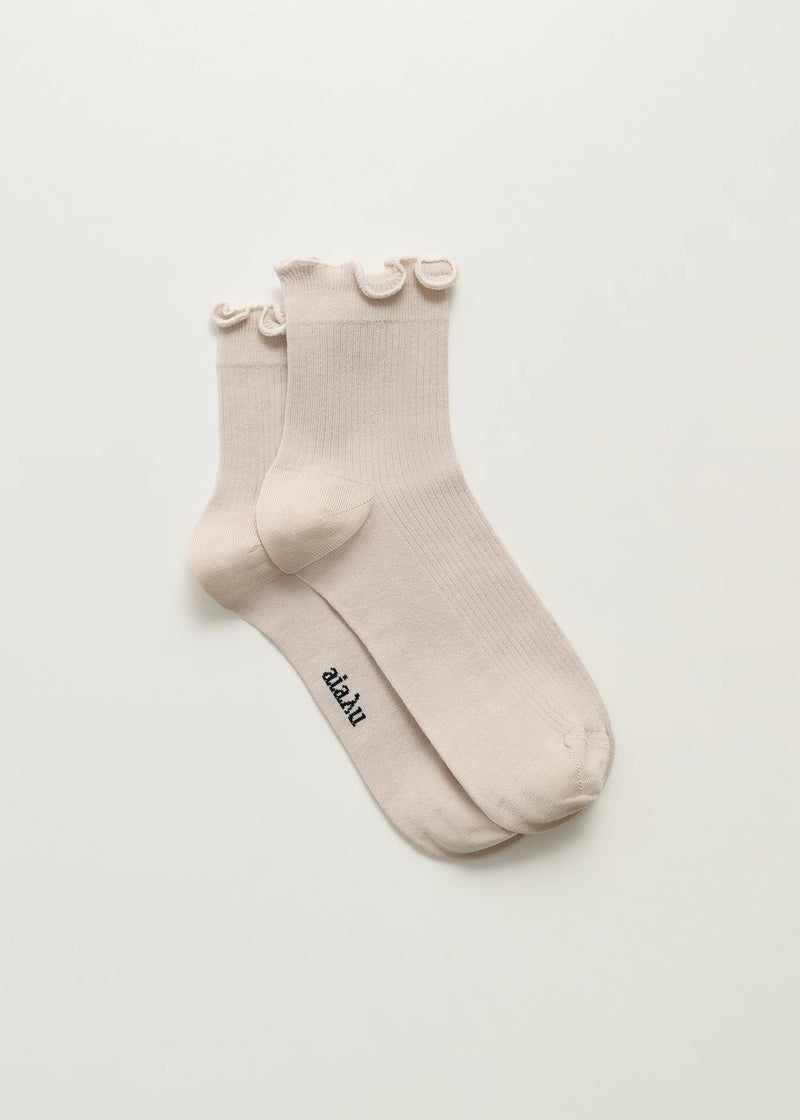 Cotton Frill Sock, Milk