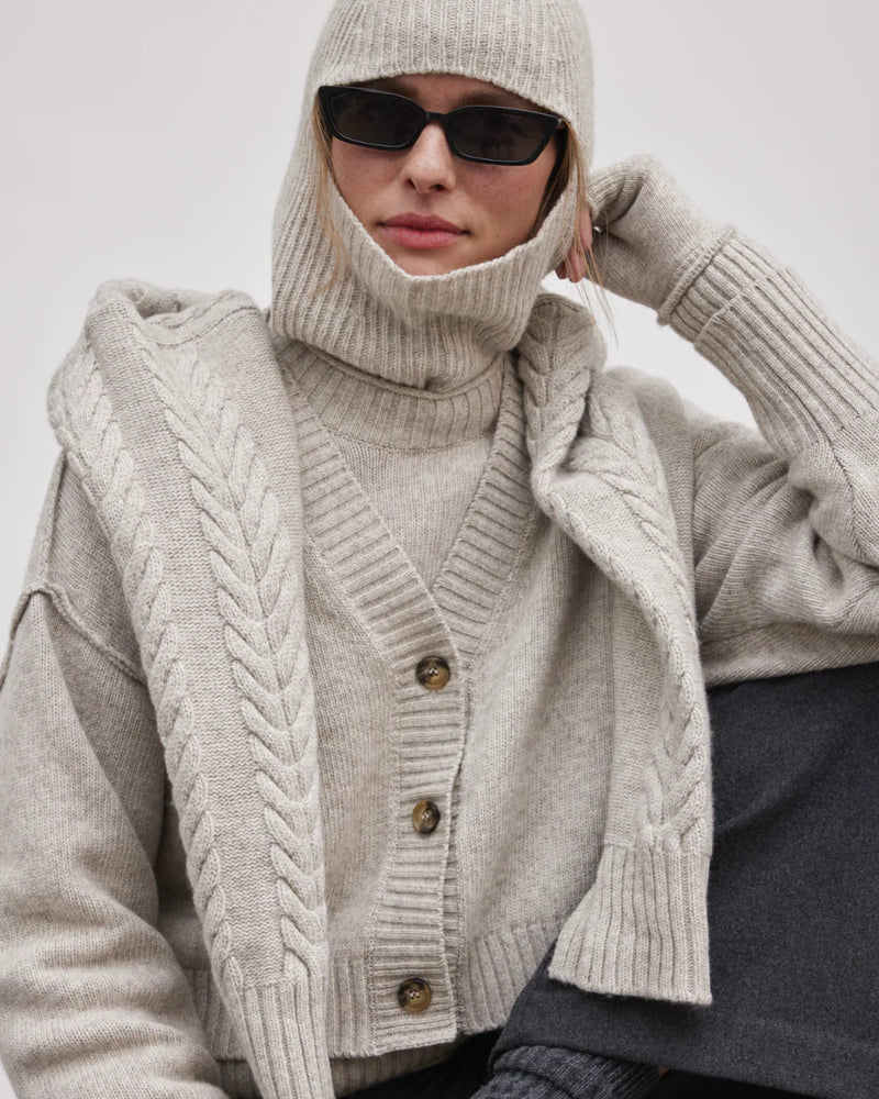 Elida Knit Cardigan, Sand Melange