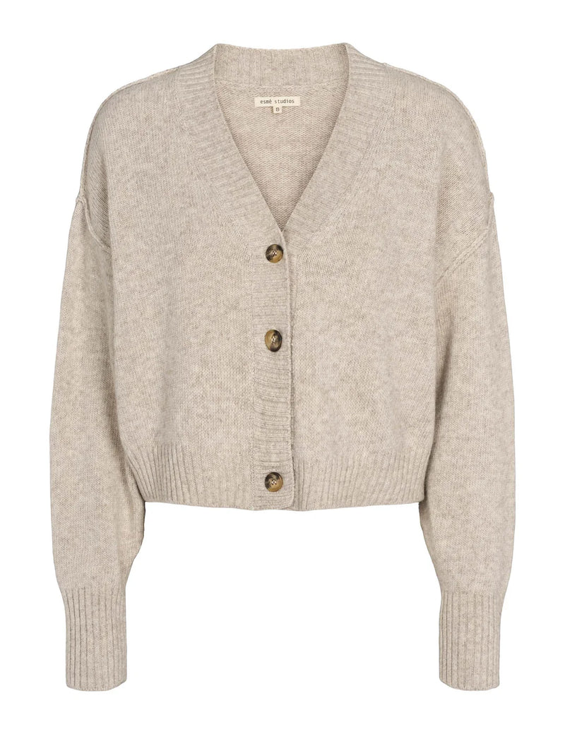 Elida Knit Cardigan, Sand Melange