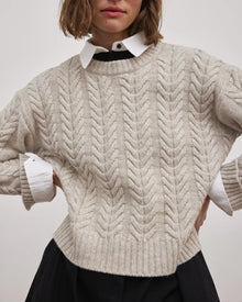 Elida O-neck Knit, Sand Melange