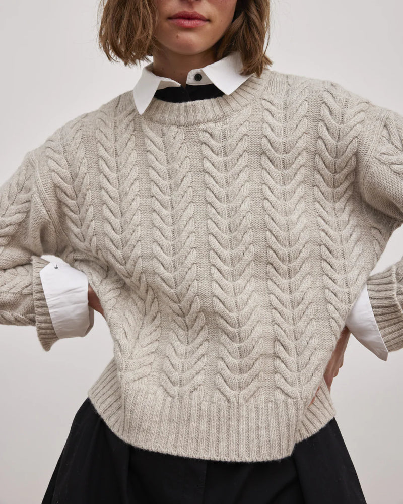 Elida O-neck Knit, Sand Melange