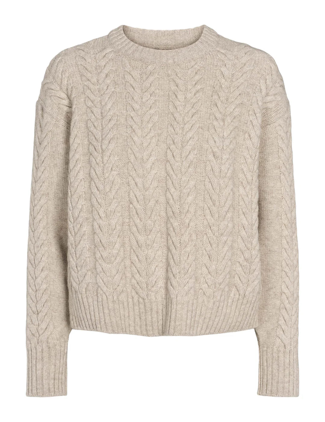 Elida O-neck Knit, Sand Melange