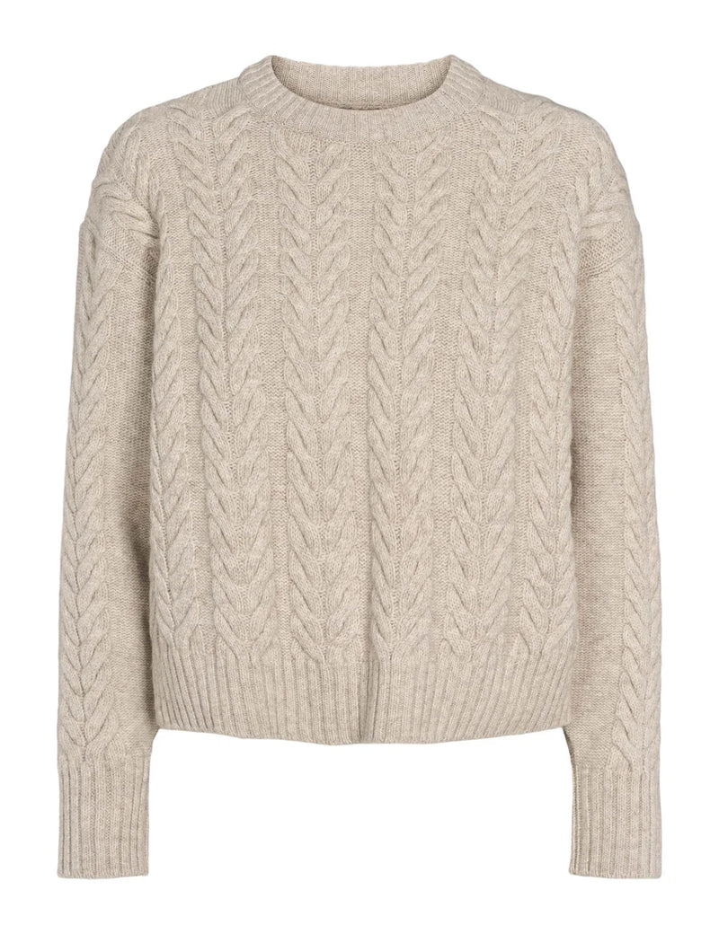 Elida O-neck Knit, Sand Melange