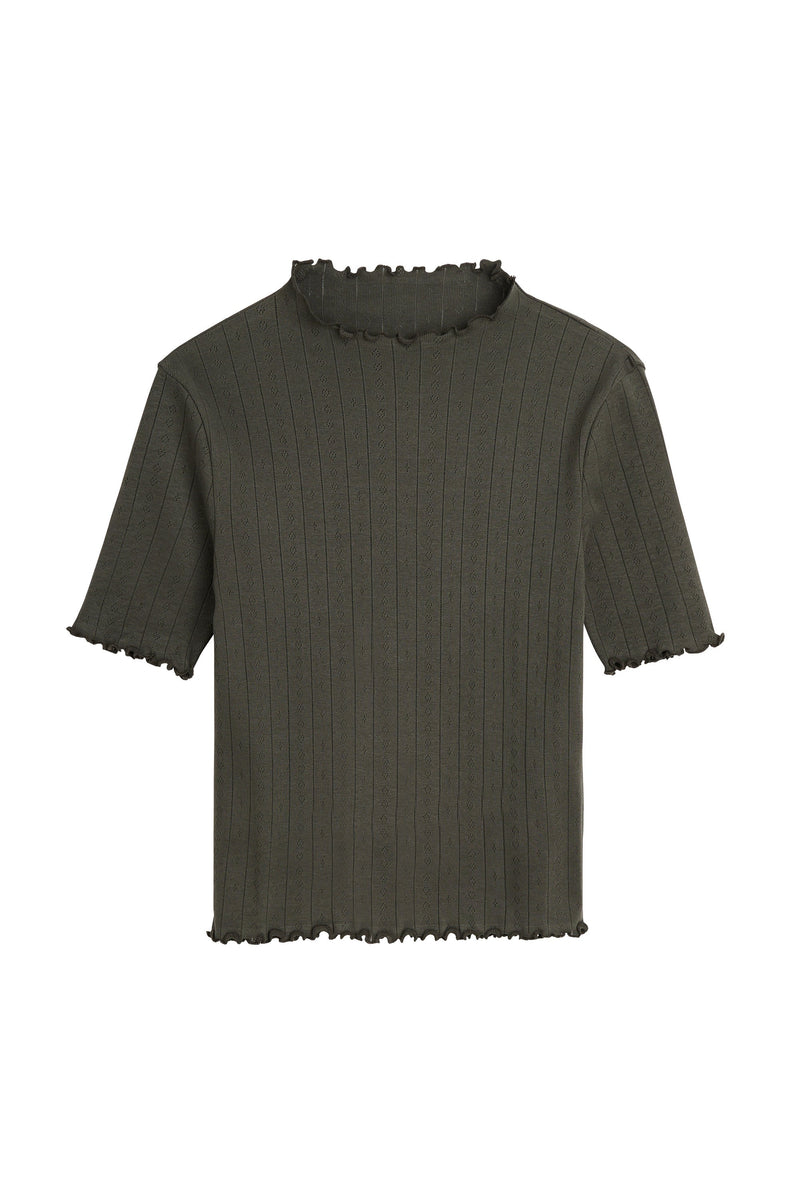 Edie T-neck Tee, Dark Green