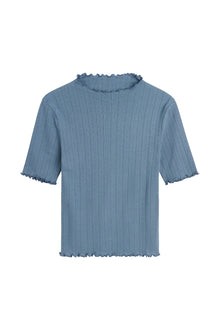 Edie T-neck Tee, Faded Blue
