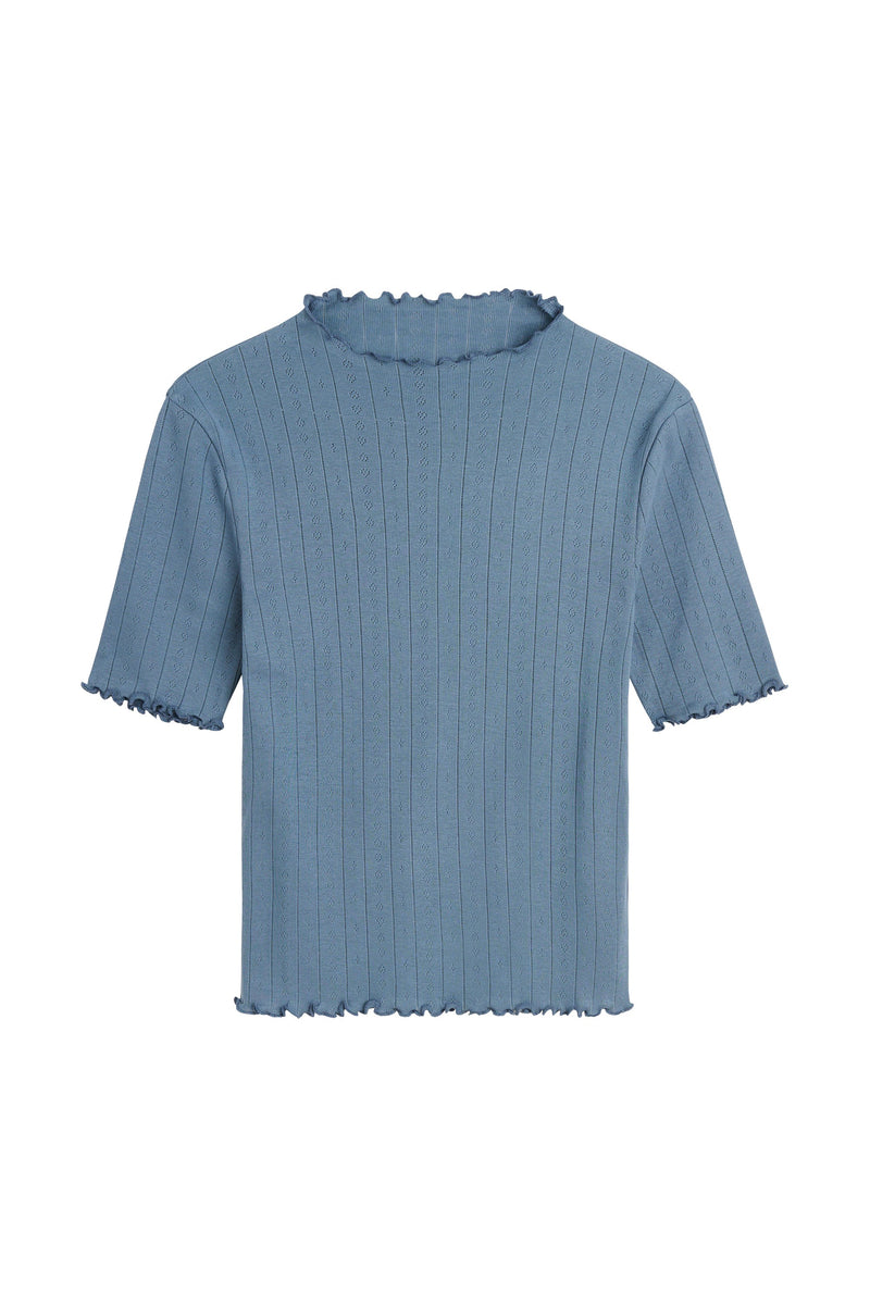 Edie T-neck Tee, Faded Blue