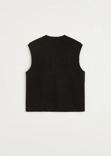 Elva vest - pure merino wool, Dark Brown Melange