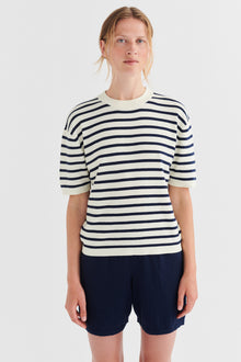 Striped Tee, Dark Navy / Ecru