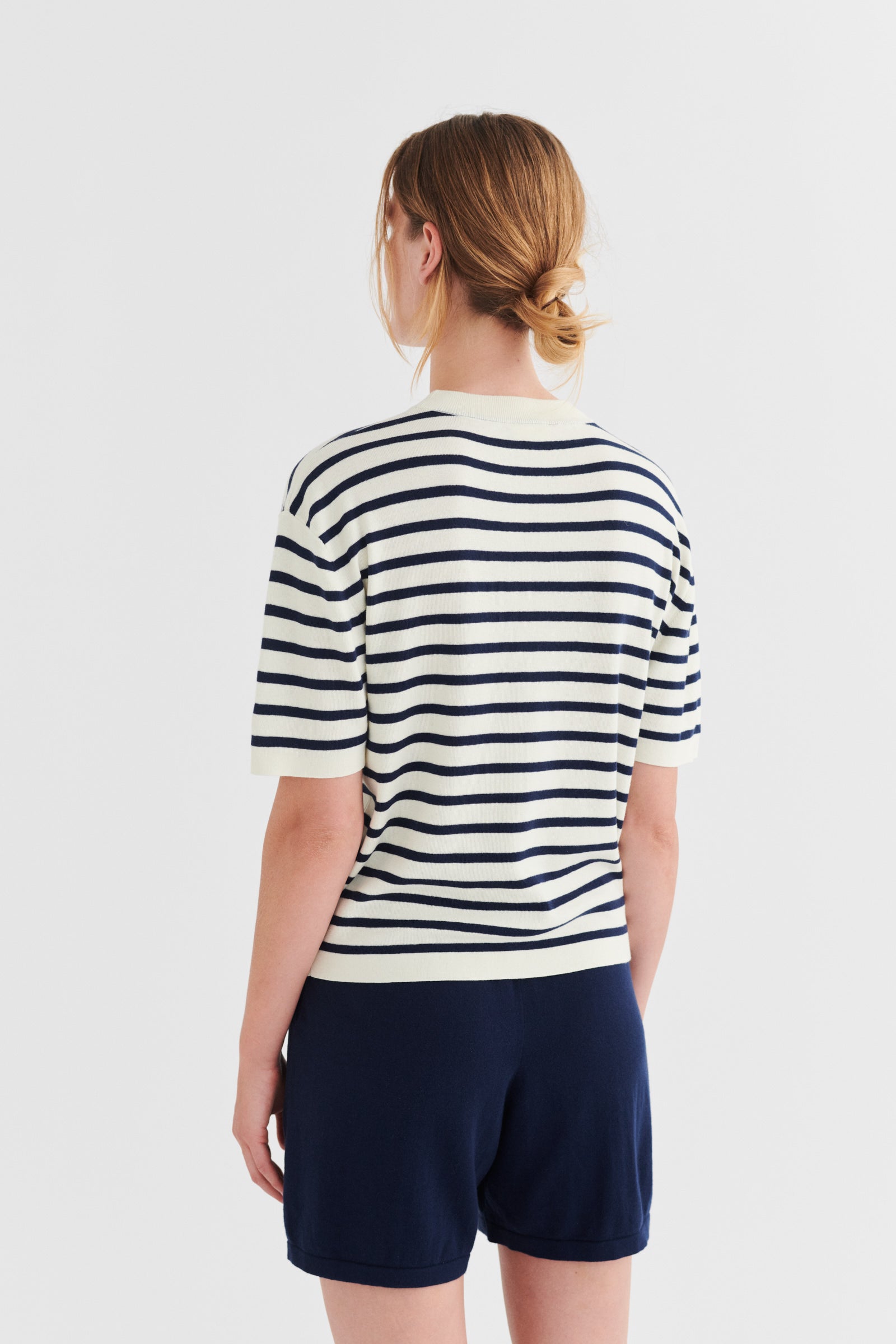 Striped Tee, Dark Navy / Ecru
