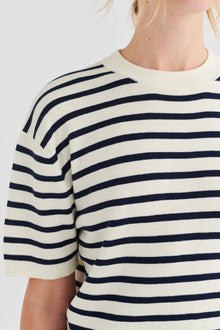 Striped Tee, Dark Navy / Ecru