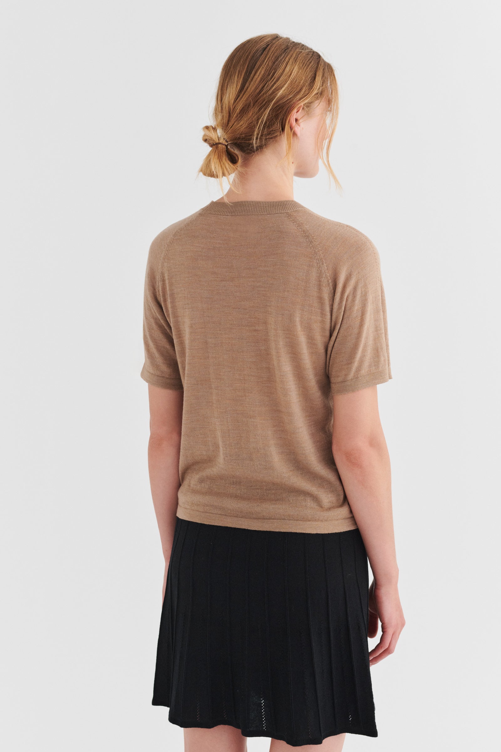 Wool Tee, Camel Melange