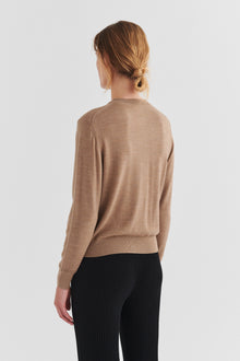 Wool Cardigan, Camel Melange