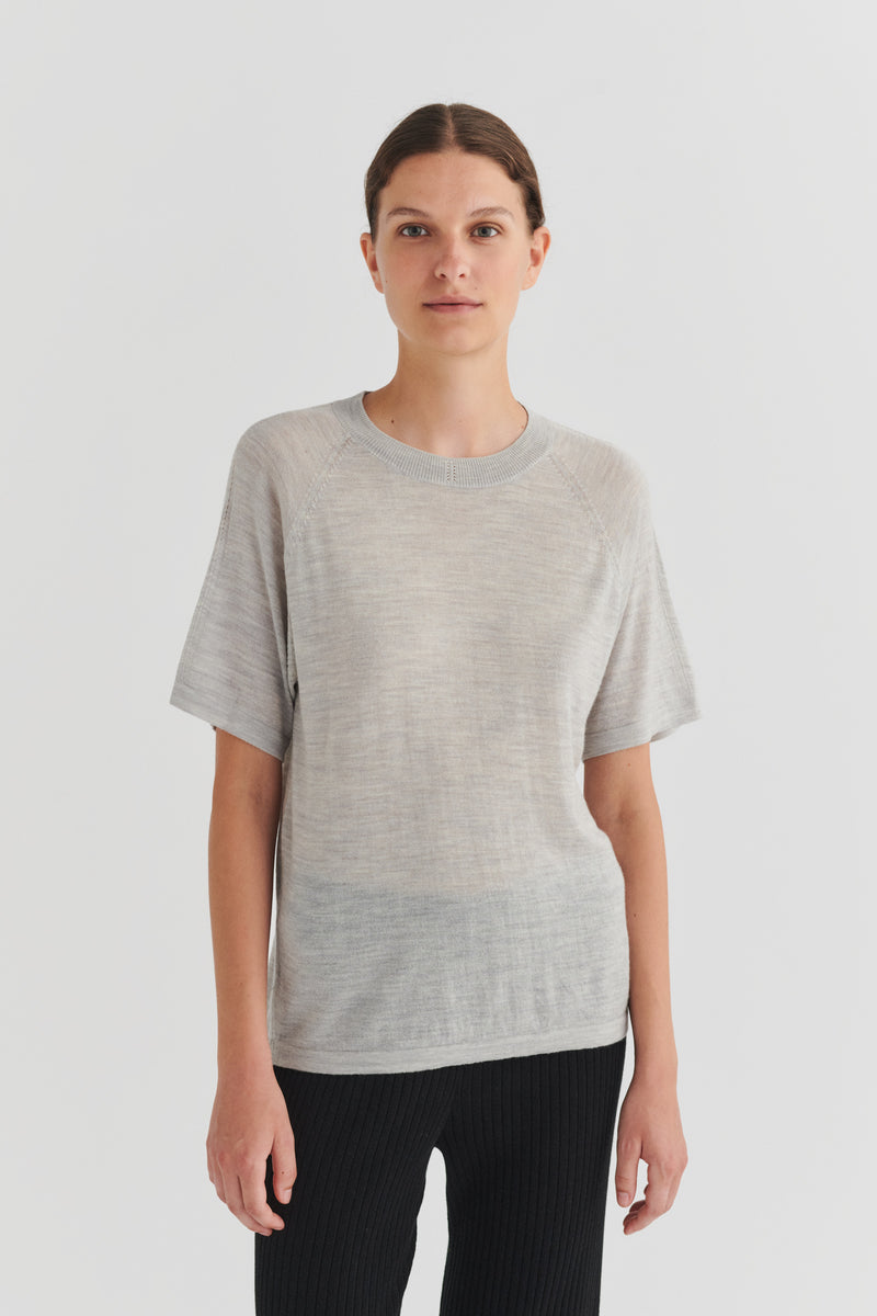 Wool Tee, Light Grey Melange