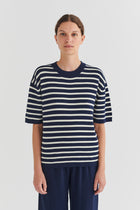 Striped Tee, Ecru / Dark Navy