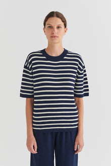 Striped Tee, Ecru / Dark Navy