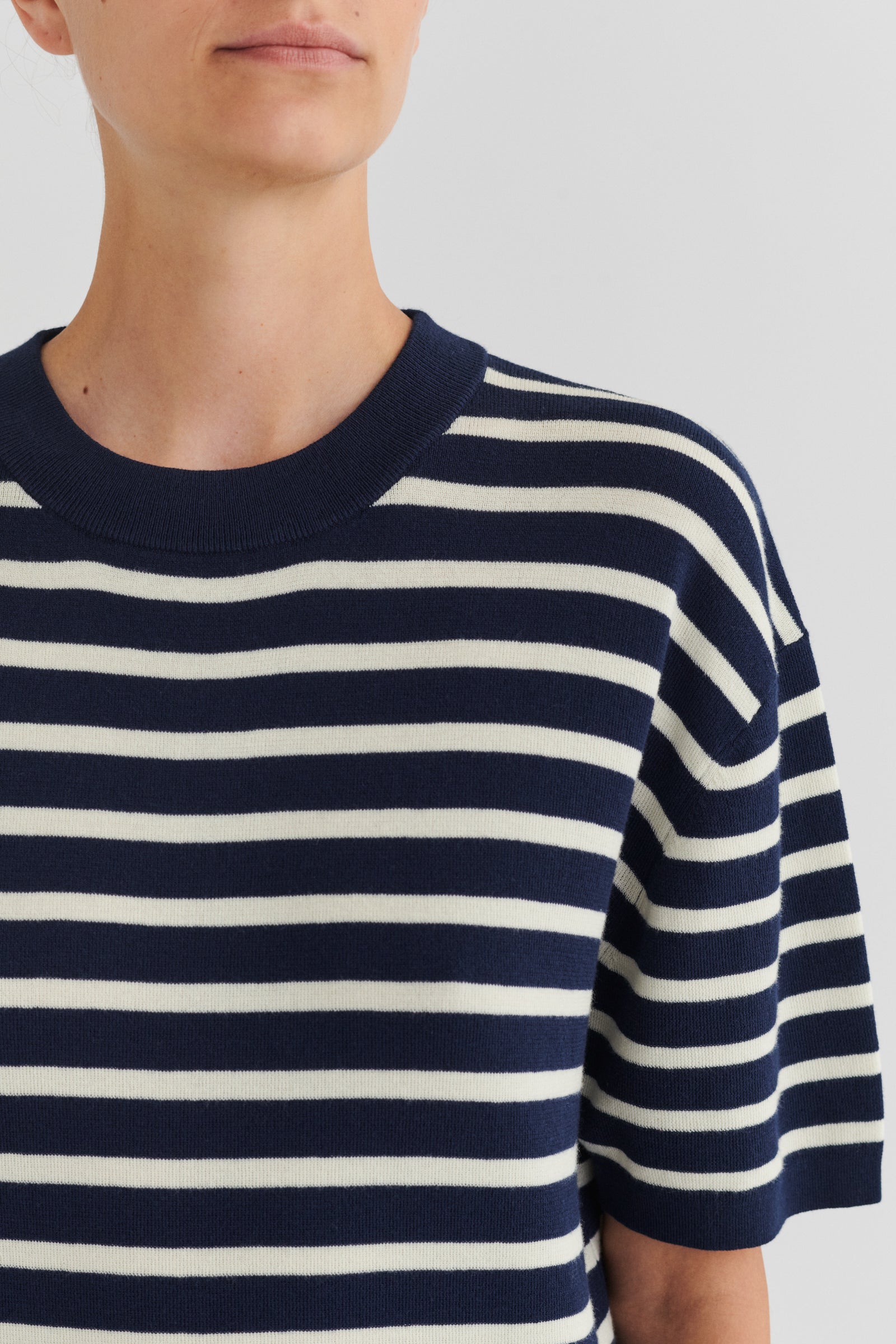 Striped Tee, Ecru / Dark Navy