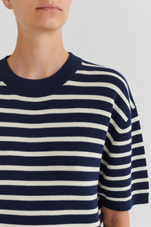 Striped Tee, Ecru / Dark Navy