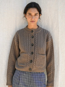 Gertrud Cable Cardigan, Coffee Melange