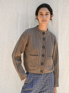 Gertrud Cable Cardigan, Coffee Melange
