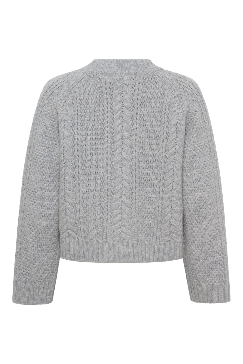 Heather Ls Knit Jumper, Light Grey Melange
