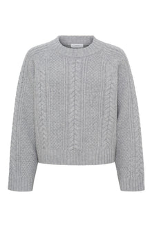 Heather Ls Knit Jumper, Light Grey Melange