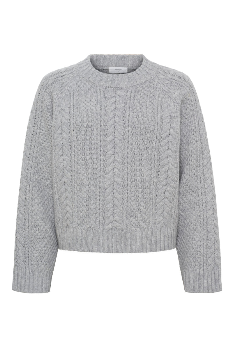 Heather Ls Knit Jumper, Light Grey Melange