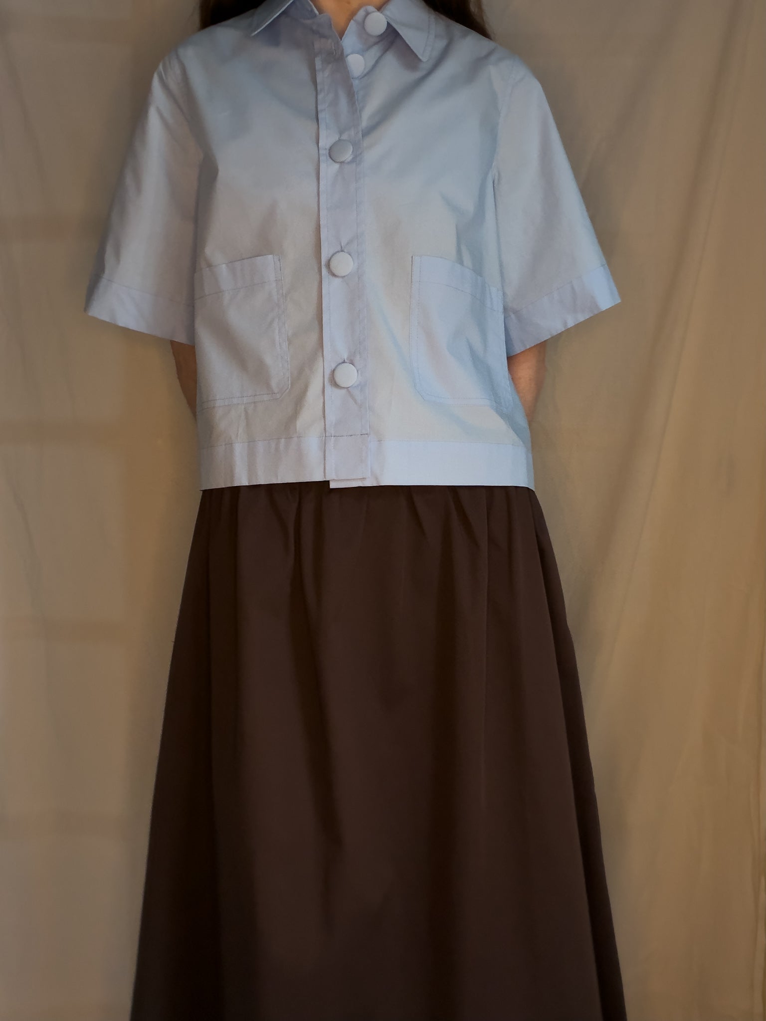 Bianca HW Below Knee Skirt, Brown