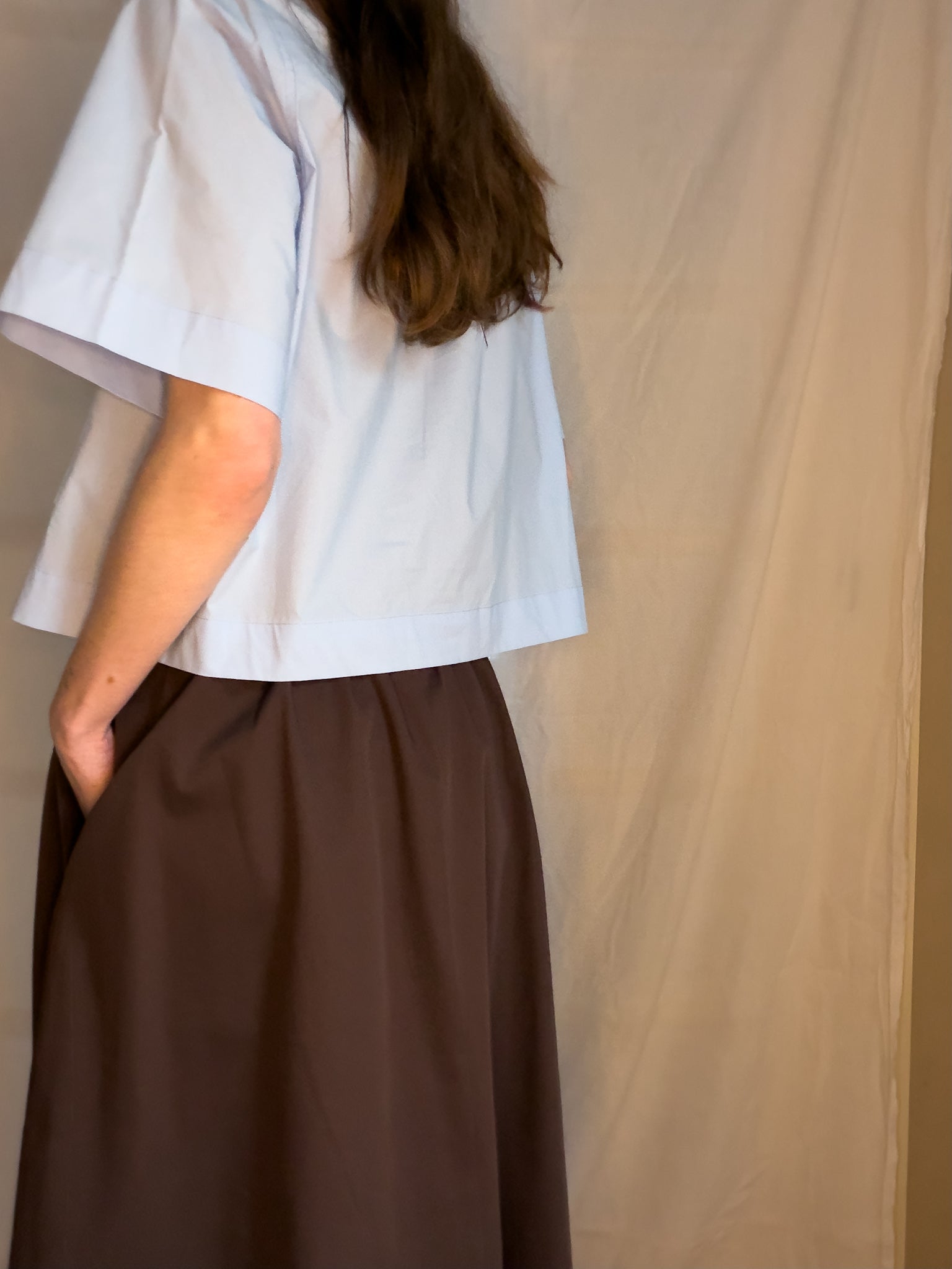 Bianca HW Below Knee Skirt, Brown