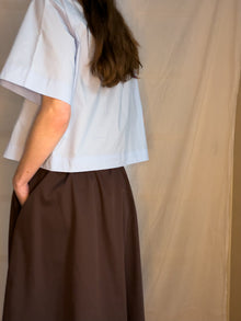 Bianca HW Below Knee Skirt, Brown