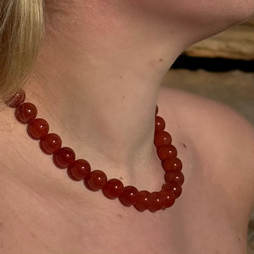 Faro Rød Jade halskæde