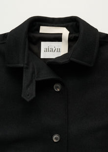 Jo Coat Loden i Black – krave og knapper