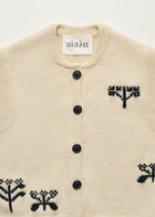 Macha vest i Mix Pure Ecru – håndbroderi
