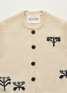 Macha vest i Mix Pure Ecru – håndbroderi