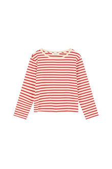 Marron Oversized Blouse, Off white/Red stripe