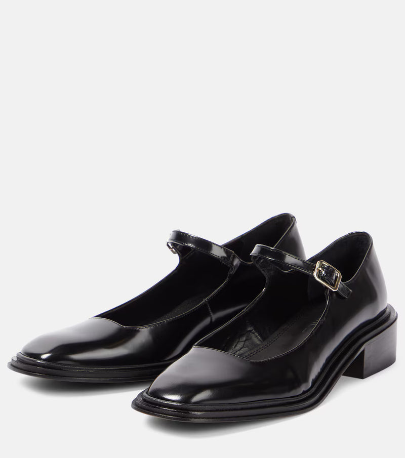 Penelope, Black Polished Leather Babies